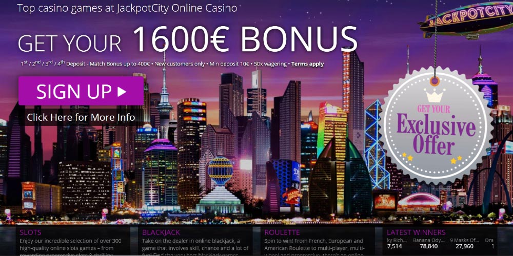 The latest review about Jackpot City Casino Welcome Bonus - win $1,600 on 4 match deposit bonuses with GamingZion