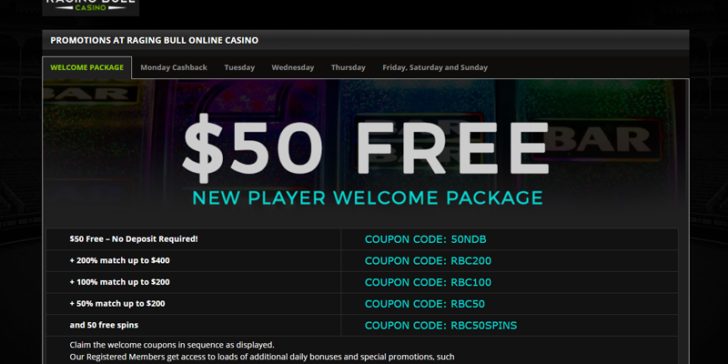 Raging bull free no deposit codes for online casinos for us players