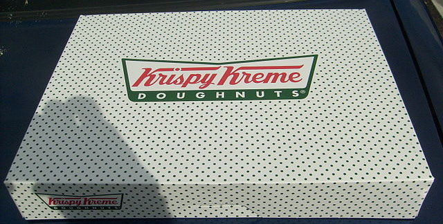 Box of Krispy Kreme doughnuts