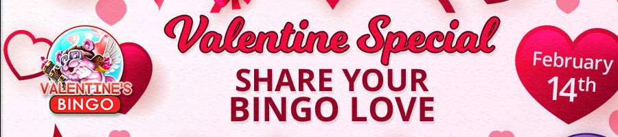 Join the Valentine's Bingo Room to claim $1,400 in CyberBingo's Casino bonus for Valentine's Day