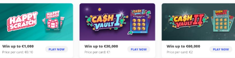 Available scratch card games at Megalotto, review about Megalotto scratch cards