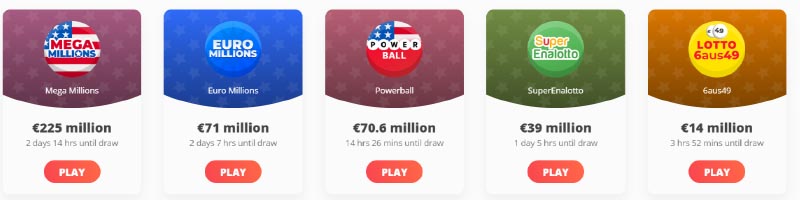 The biggest available lottery jackpots today at Megalotto, Megalotto largest jackpots this week