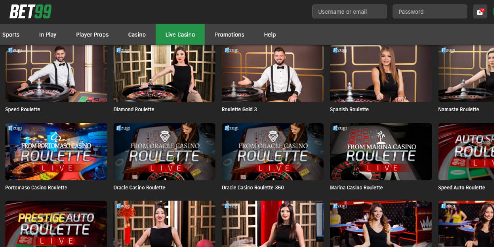 live dealer games, Bet99 live casino review