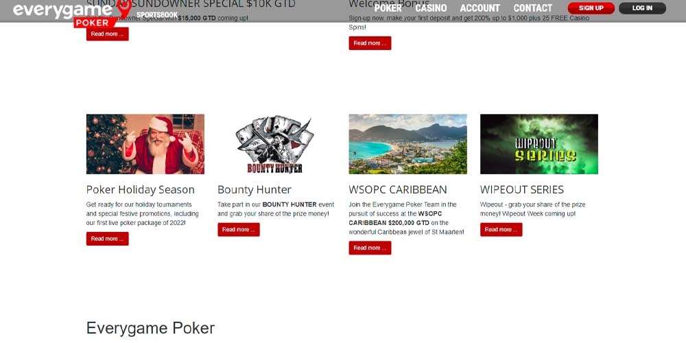 Everygame Poker promotions, online poker deals, win poker tournaments online